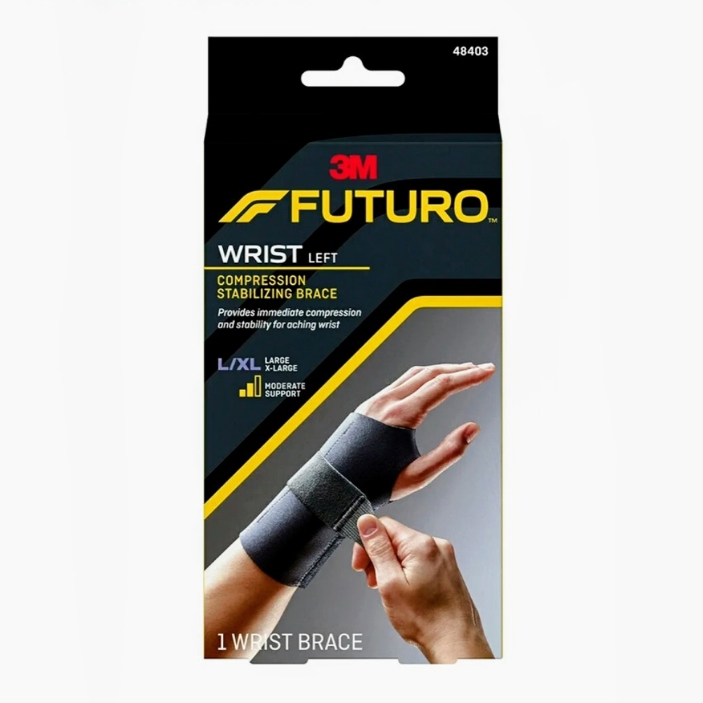 5/$50 Futuro Left Wrist Compression Stabilizing Brace Adjustable Black L/XL